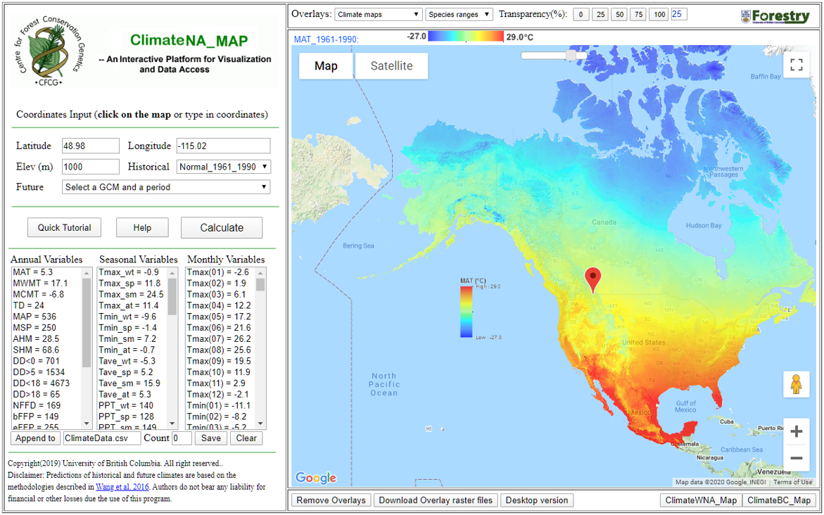 map-based ClimateNA